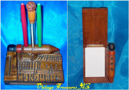 Image for Honduras Souvenir Pencil-shaped Wooden Pen, Pencil & Notepad Holder Hand-carved Vintage ca 1960s-1970s International Travel Souvenir Keepsake <b><span style='color:red'>***USPS FIRST CLASS SHIPPING INCLUDED – DOMESTIC ORDERS ONLY!***</span></b><span style='color:purple'>